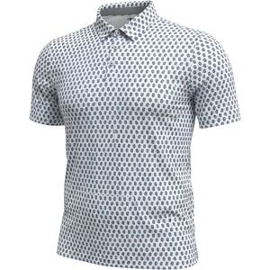 AndersonOrd Performance Golf Polo Shirt Mens XL White Blue Flip Flop Print XL
